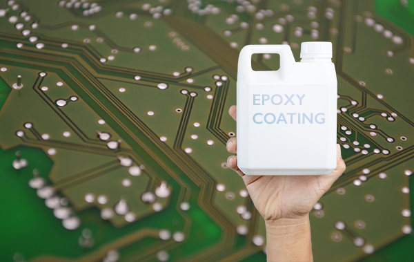 epoxy coating next to a printed circuit board