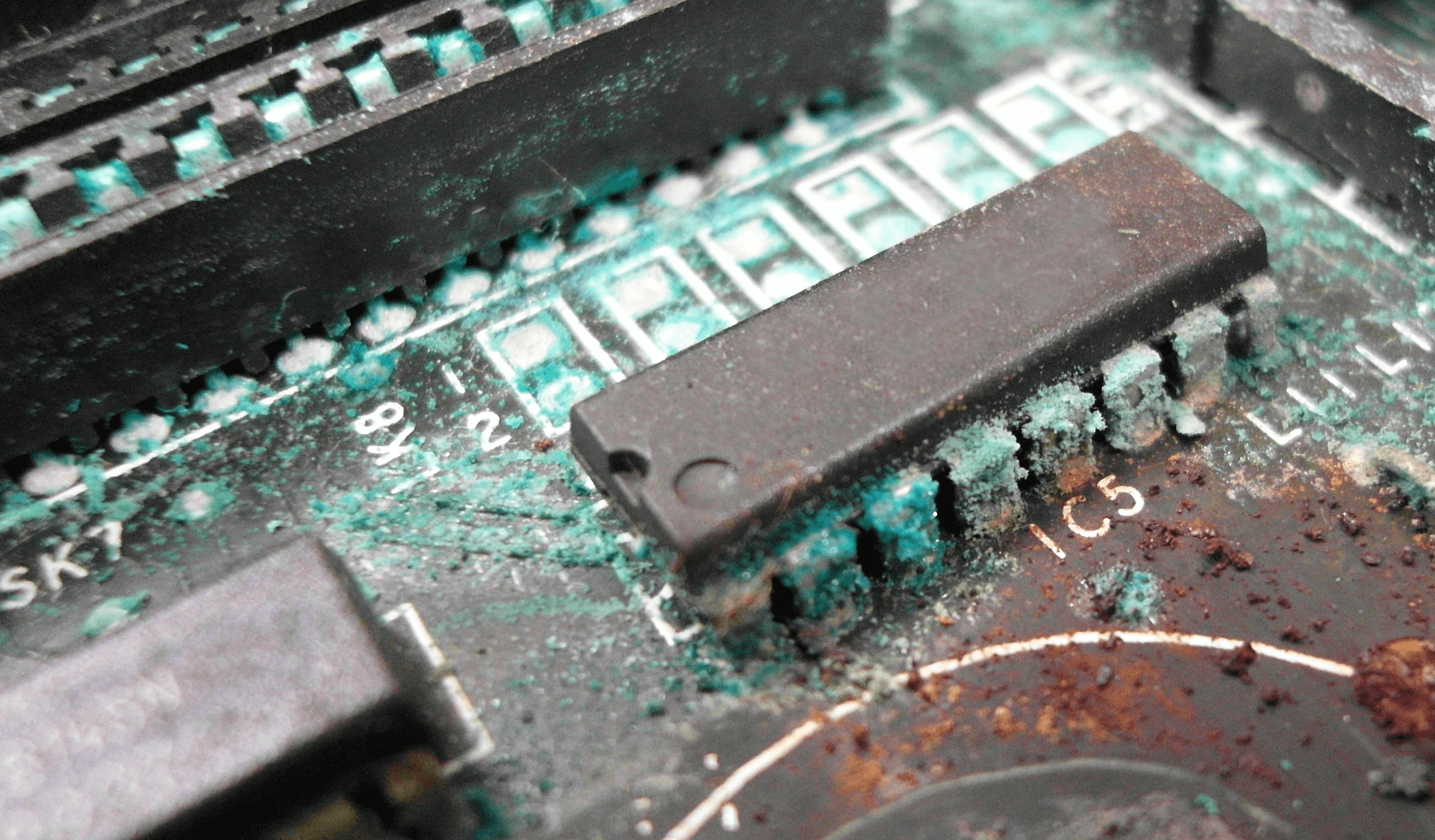 PCB suffering from corrosion